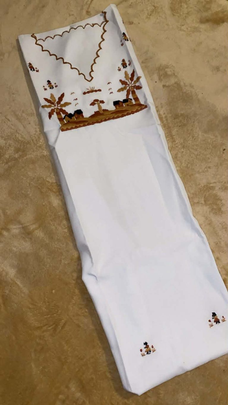 Boubou Madagascar — Modèle Palmiers Marron