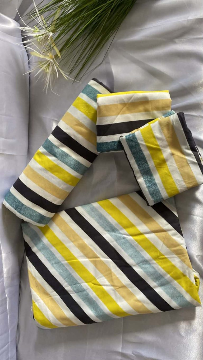 Parure drap housse rayures jaune et noir